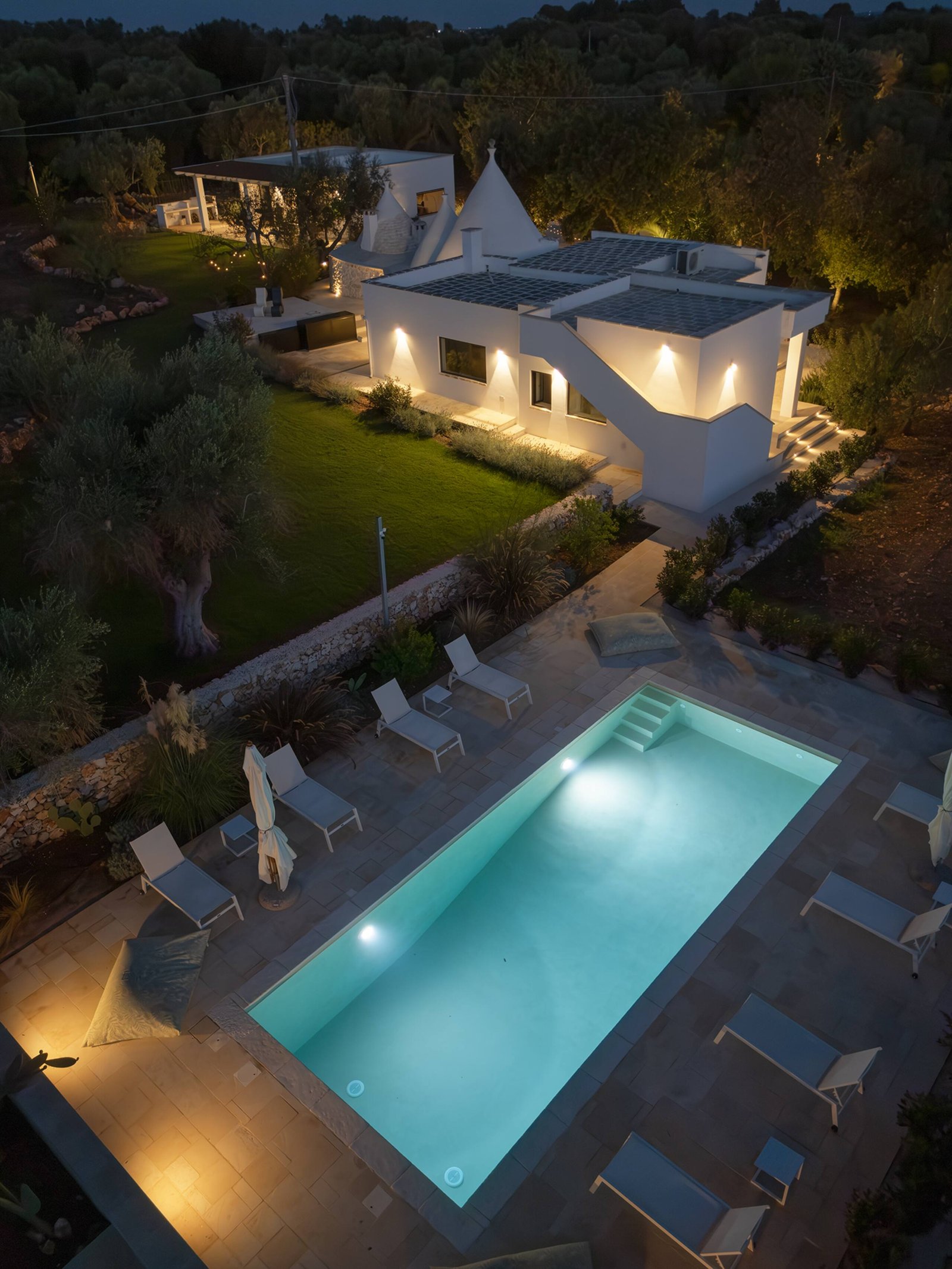 The pool at dusk